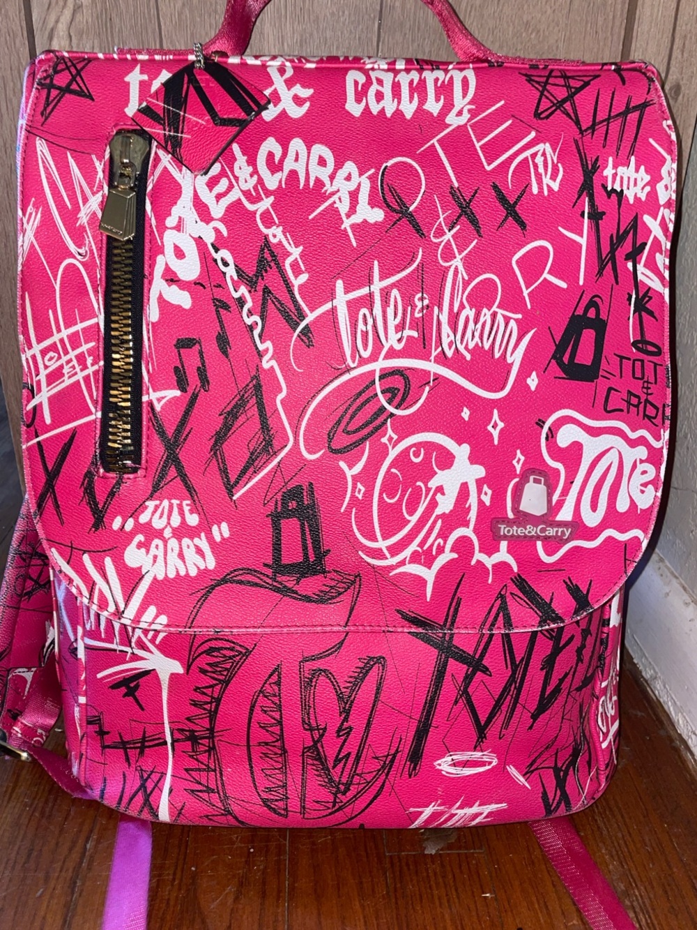 Tote & Carry Hot Pink Graffiti Travel Backpack
